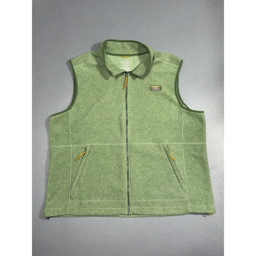 LL Bean Sweater Fleece Vest Mens 3XL XXXL Green Full Zip